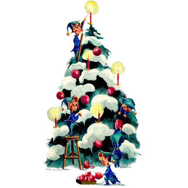 Photo Sculpture ELFES ÉQUILIBRANT l'ARBRE de NOËL par SHARON (Devant)