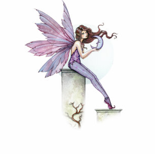 Photo Sculpture Fée avec petit lune sculpture ornement