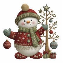 Festive Snowman with Gifts and Cheer