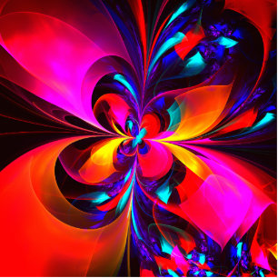 Photo Sculpture Floral moderne Art Abstrait Rouge Bleu Motif #07