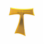 Photo Sculpture Franciscan Tau<br><div class="desc">Franciscan Tau Cross Pax Et Bonum Or Metallic. N'hésitez pas à modifier la couleur de l'arrière - plan et/ou d'autres options via les outils de personnalisation de Zazzle.</div>