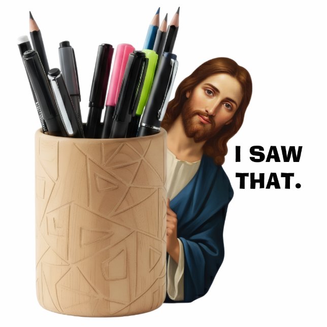 Photo Sculpture Funny Jesus Christ I Saw That 2D Desk Statue (Devant)