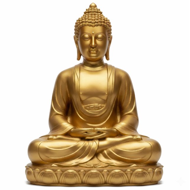 Photo Sculpture Gold Buddha Meditating dhyana mudra 2D Statue (Devant)