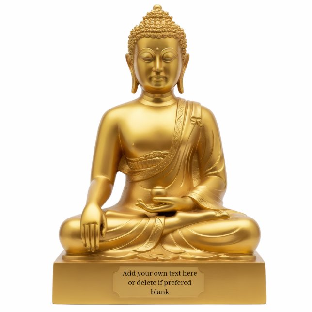 Photo Sculpture Gold Buddha Statue doing Bhumisparsha Mudra (Devant)