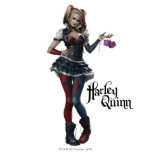Photo Sculpture Harley Quinn With Fuzzy Dice<br><div class="desc">Batman: Arkham Knight | Check out this character art of Harley Quinn posing with a pair of purple dice.</div>