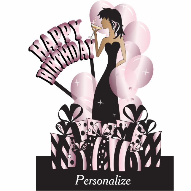 Photo Sculpture Joyeuse Diva Girl| Nom DO-IT-YOURSELF| Rose (Devant)