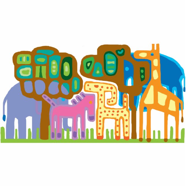 Photo Sculpture Les animaux de la jungle d'art populaire africain (Devant)