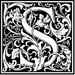 Photo Sculpture Lettre S Monogramme médiéval Art Nouveau<br><div class="desc">Ce S initial fait partie d'une série complète d'initiales typographiques inspirées du coque supérieur William Morris. Le lettrage noir et blanc est très décoratif, stylisé selon la typographie soignée du moyen-âge. Joli et tendance, c'est un monogramme chic vintage S - lettre S- tourbillonnant S. Customisez ce monogramme vintage en changeant...</div>