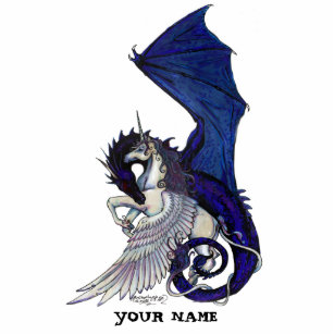 Photo Sculpture Licorne bleue Pegasus de dragon personnalisée par