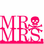 Photo Sculpture M. & Mme Pink Skull Cake Topper<br><div class="desc">Décorez votre gâteau mariage avec cette garniture de gâteau simple mais audacieuse de Kustom By Kris. On y lit "M." et "Mme" avec un crâne et des os croisés entre eux.</div>