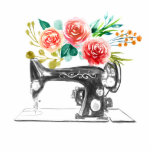 Photo Sculpture Machine à coudre noir rouge découpe photo sculptur<br><div class="desc">Machine à coudre Photo Sculpture Cuvée avec Machine à coudre Vintage et Aquarelle Fleurs vert rouge. Cadeaux sur mesure, Seamstress, styliste, fabricant de mode, propriétaire de boutique, artisan, couchage, couette. Utilisez cette option de modèle personnalisée pour modifier le texte | Utilisez l'option personnaliser pour modifier le style, la taille et...</div>