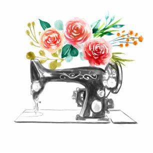 Photo Sculpture Machine à coudre noir rouge découpe photo sculptur