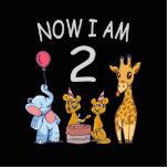 Photo Sculpture Maintenant, j'ai 2 ans 2e anniversaire au Zoo<br><div class="desc">Joyeux 2e anniversaire. Drôle et beau design Anniversaire de enfant avec un adorable éléphant,  deux furets et une girafe célébrant votre anniversaire au zoo.</div>