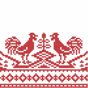 Photo Sculpture Motif russe de la croix des Roosters rouges