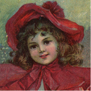 Photo Sculpture Noël Victorien Enfant Rouge Casquette Portrait Fil