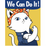 Photo Sculpture Nous Pouvons Le Faire ! Chat blanc Rosie le Rivete<br><div class="desc">"We Can Do It!" est une affiche en temps de guerre américaine de la Seconde Guerre mondiale produite par J. Howard Miller en 1943 pour Westinghouse Electric, une image inspirante pour remonter le moral des travailleuses. L'affiche a été peu vue pendant la Seconde Guerre mondiale. Elle a été redécouverte au...</div>