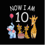 Photo Sculpture Now I am 10 years old 10th Birthday at the Zoo<br><div class="desc">Happy 10th Birthday. Funny and lovely Kids Birthday design with a cute Elephant,  two ferrets and a giraffe celebrating your birthday at the zoo.</div>