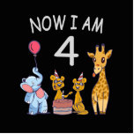 Photo Sculpture Now I le 4 e jour du 4e jour du Birthday<br><div class="desc">Joyeux 4e anniversaire. Funny and lovely Kids Birthday design with a cute Elephant,  two ferrets and a girafe celebrating your birthday at the zoo.</div>