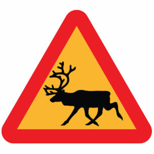 Photo Sculpture Panneau de signalisation suédois Caution Reindeer