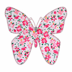 Photo Sculpture Papillon papillon en tissu appliqué rose floral