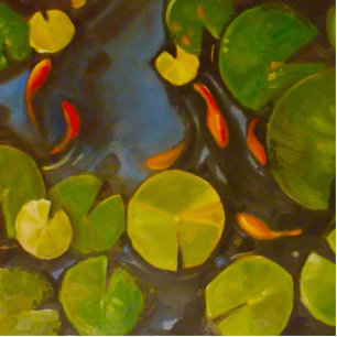 Photo Sculpture Poisson D'Or Koi Pond Water Lys