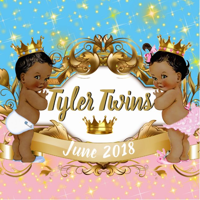 Photo Sculpture Prince/Princesse Africaine Rose|Statue Photo Bleue (Devant)