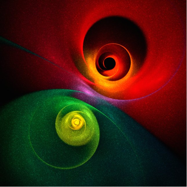 Photo Sculpture Red Green Yin Yang Moderne Motif d'art Abstrait #2 (Devant)