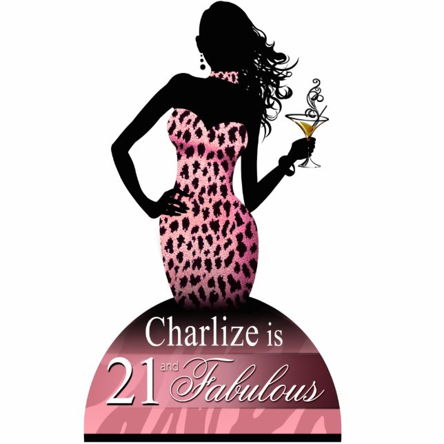 Photo Sculpture Rose de Topper de gâteau d'anniversaire de léopard (Devant)