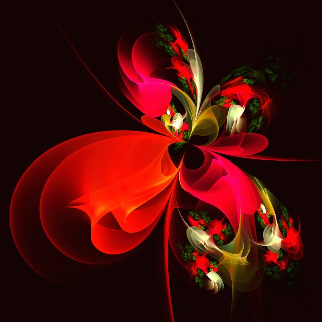 Photo Sculpture Rouge Vert Floral Moderne Art Abstrait Motif #02 (Devant)