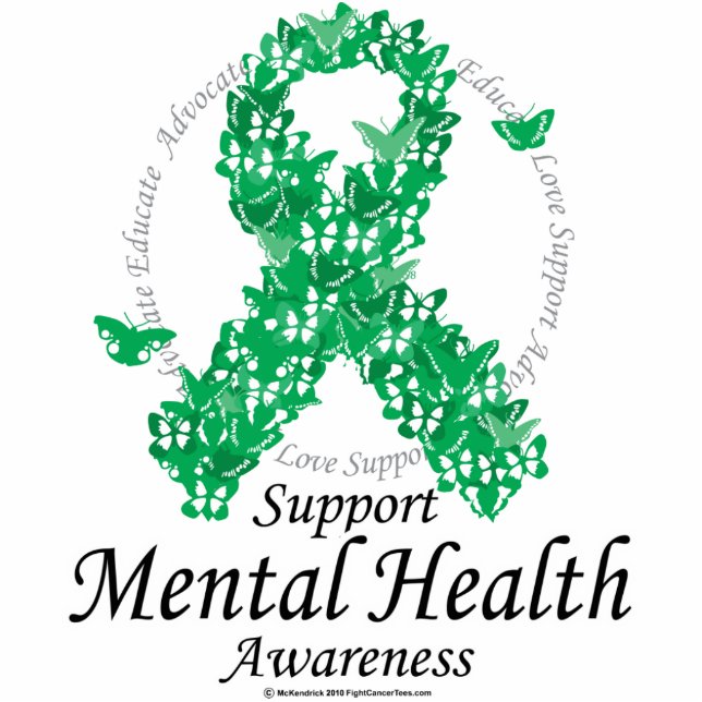 Photo Sculpture Ruban de santé mentale des papillons (Devant)