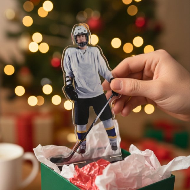 Photo Sculpture Sculpture photo acrylique du joueur de hockey sur  (Custom Hockey Player Acrylic Photo Sculpture)