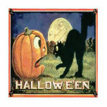 Photo Sculpture Sculpture photo Citrouille et chat Halloween<br><div class="desc">Citrouille effrayé par le chat noir pendant que la lune regarde.</div>