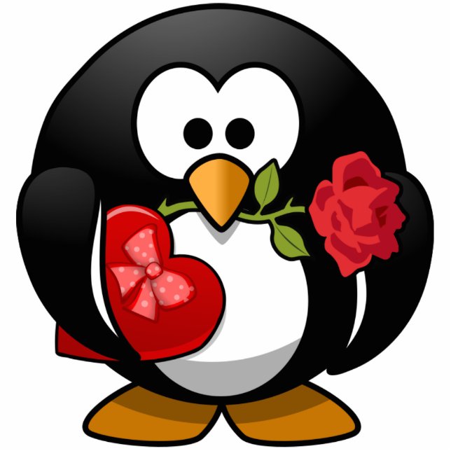 Photo Sculpture Sculpture photo Saint-Valentin Penguin pour bureau (Devant)