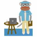 Photo Sculpture Sock Monkey Auteur amusant personnage de dessin<br><div class="desc">Un joli et adorable dessin animé sock singe auteur mot de caractère nerd slogan cheeky audacieux livre classique ver ou devise de l'auteur illustration romancier dessin de style livre design J'adore écrire livre amant sculpture. Obtenez une sculpture épique de dessin animé sockmonkey ami sculpture aujourd'hui.</div>