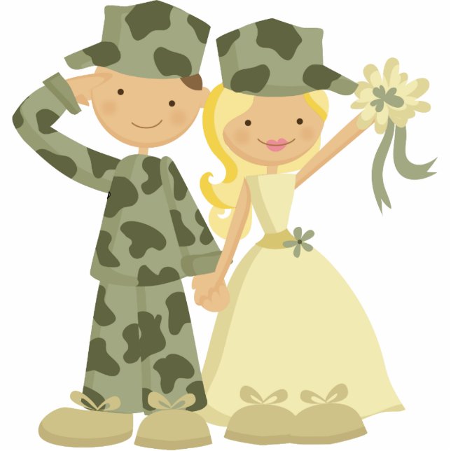 Photo Sculpture Soldat et mariée Mariage Cake Topper (Devant)