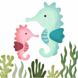 Photo Sculpture Sous la mer Seahorses Baby shower Cake Topper