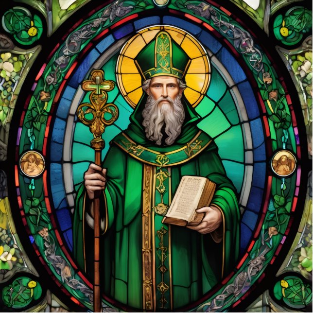 Photo Sculpture St Patrick Irish Patron Saint Stained Glass (Devant)