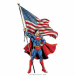 Photo Sculpture Superman tenant le drapeau américain<br><div class="desc">Superman | Découvrez Superman qui tient fièrement le drapeau américain !</div>