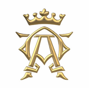 Photo Sculpture Symbole "à trois dimensions" d'or alpha et d'Omega