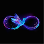 Photo Sculpture Symbole de Neon Infinity par Glowing Hummingbird<br><div class="desc">Glowing,  purple infinity symbole with flying,  luminous,  blue hummingbird on black background. Néon.</div>