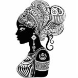 Photo Sculpture Tatouage Tribal Portrait de Fille Africaine<br><div class="desc">Beau Portrait de fille africaine avec style de cheveux de tissus de cire ethnique,  créé sur le style de tatouage Tribal Noir et Blanc. Illustration vectorielle originale Copyright BluedarkArt TheChameleonArt.</div>