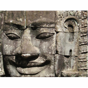 Photo Sculpture Temple en pierre de Bayon de visage de Khmer…,