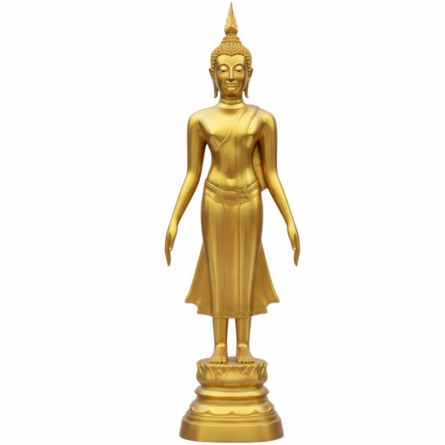 Photo Sculpture Thai Standing Gold Buddha Statue 2D statuette (Devant)