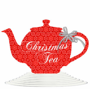 Photo Sculpture Théière rouge de dentelle de Noël