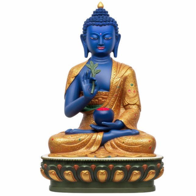 Photo Sculpture Tibetan Blue Medicine Buddha 2D Statue (Devant)