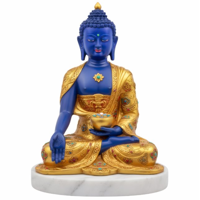 Photo Sculpture Tibetan Blue Medicine Buddha 2D Statue (Devant)