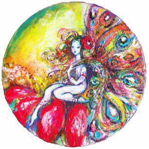 PHOTO SCULPTURE TITANIE ASSIS SUR UNE FLEURS ROUGE