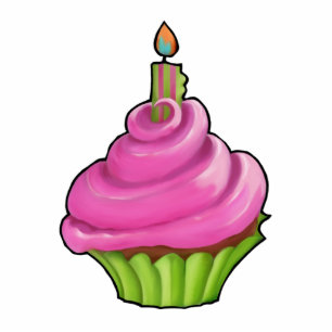 Photo Sculpture Topp de gâteau au gâteau rose et vert Cupcake Part