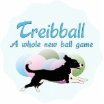 Photo Sculpture Treibball<br><div class="desc">Cette conception de treibball montre un chien de style de bande dessinée fonctionnant autour d'un "troupeau" de grandes boules de gymnase ou d'exercice. Le texte lit "Treibball un jeu de nouvelle boule entier" dans le respect de ce nouveau sport de chien. C'est la version urbaine du rassemblement, sans dépenses de...</div>