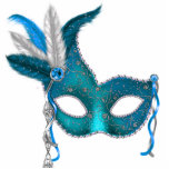 Photo Sculpture Turquoise Blue Masquerade<br><div class="desc">Joli masque en plumes turquoises violet mascarade de table décoration de table de table acrylique découpe.</div>